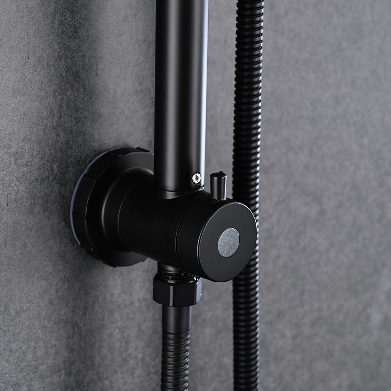 Pomme de douche à effet pluie 6 pouces avec douche à main, noir mat, 2,5 GPM, barre coulissante réglable, système puissant et cohérent, style moderne