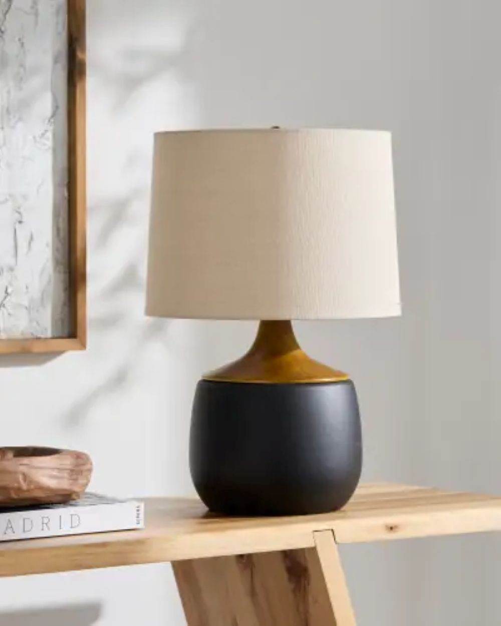 Ceramic Table Lamp, Black, Beige