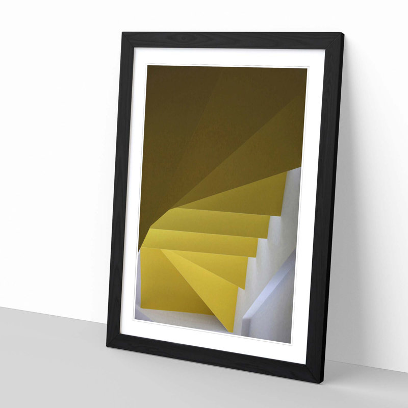 Architecture Yellow Stairs Framed - Framed Print, Black