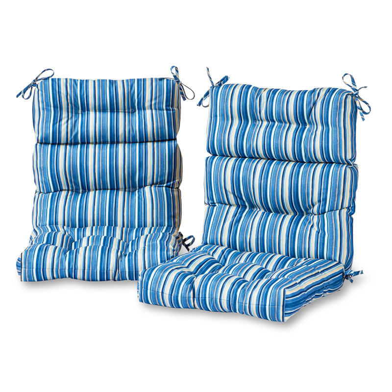 Lester Outdoor High Back Chair Cushion, Sapphire Stripe, 2