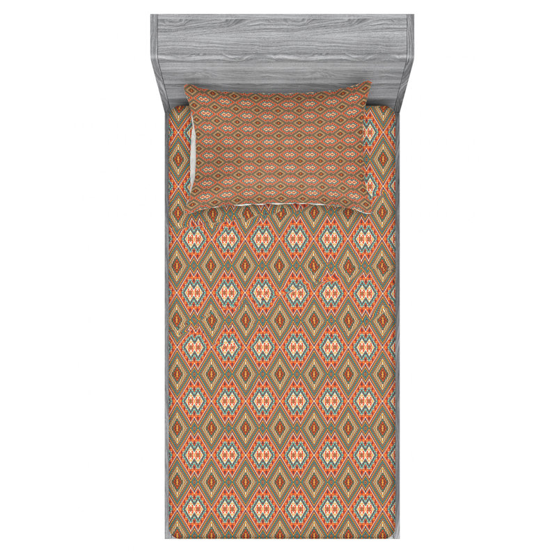 Microfiber Geometric Sheet Set, Twin XL Sheet + Fitted Sheet + 1 Pillowcase