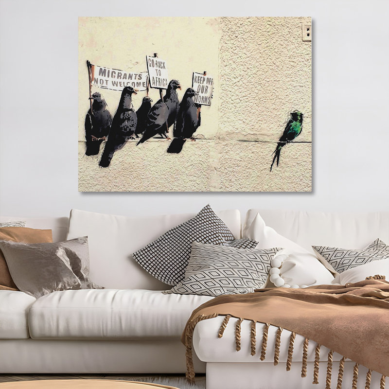 Stunning Banksy Decorative Canvas Painting, 19.7 x 27.6 inches | 100% Canvas, Wooden Frame | Digital Print Art for Modern Home Decor, Unique & Eye-Catching