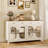 srping 55" Large Sideboard Buffet Cabinet With Storage, Kitchen Storage Cabinet With 3 Drawers And 4 Glass Doors, Buffet Table Coffee Bar Cabinet For Dining Room, Living Room-106913213