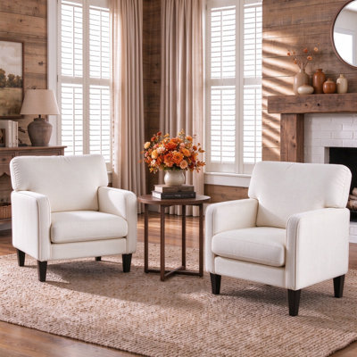 Modern Upholstered Arm Accent Chair, Living Room Single Sofa, Comfortable Ergonomic Reading Chair