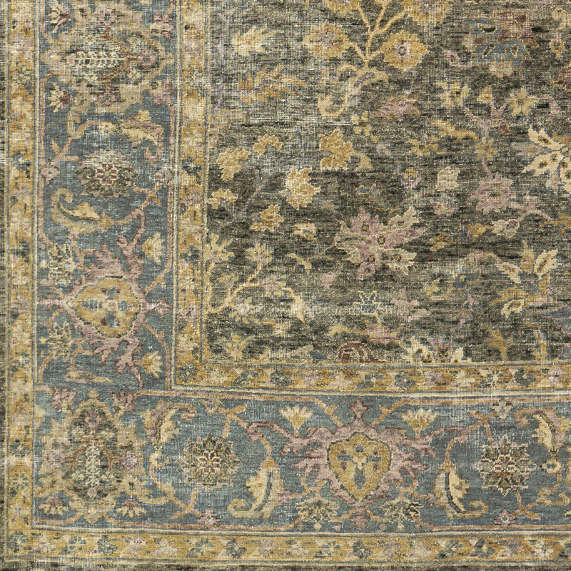 Tapis oriental en laine noué à la main brun / noir / beige Huntington, Rectangle 6 pi x 9 pi
