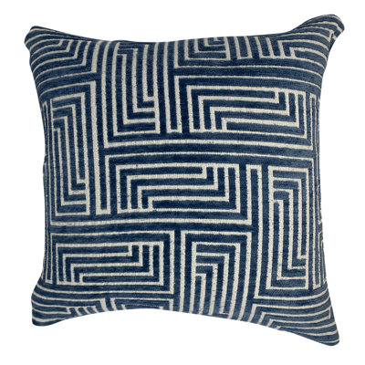 Blue Maze Down Blend Geometric Square Pillow