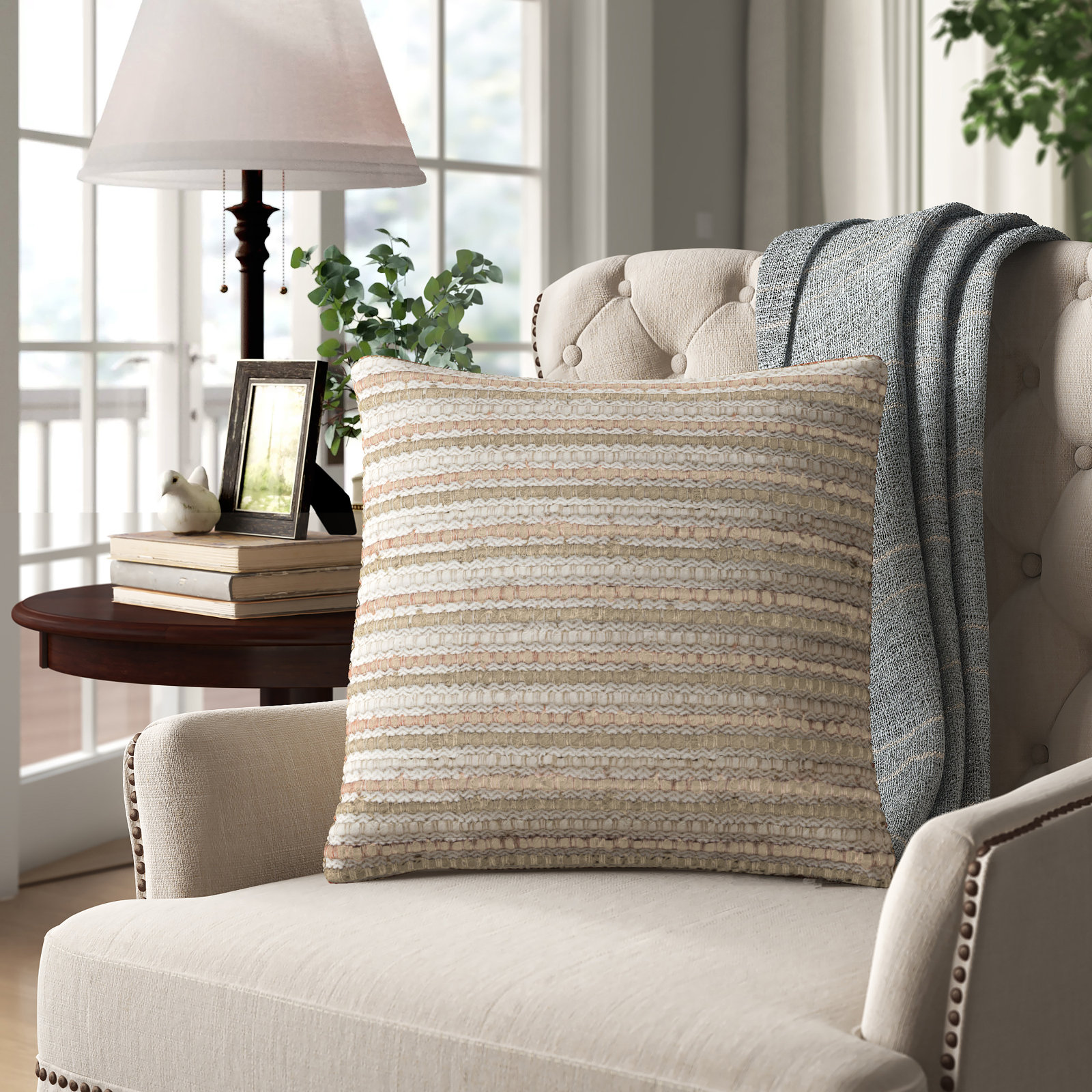 Allentown 20" x 20" Linen Throw Pillow, Natural