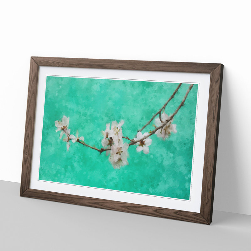 White Cherry Blossom Vol.2 Painting - Picture Frame Graphic Art, Walnut, 48cm H x 65cm W x 2cm D