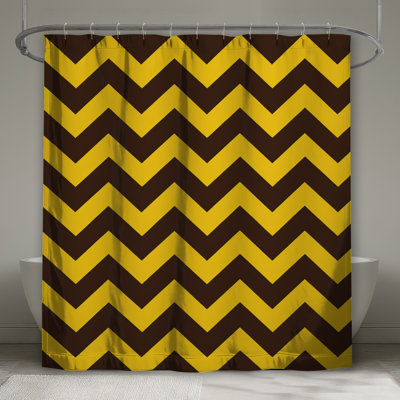 Brown Yellow Zigzag Shower Curtains Extra Long