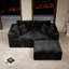 Canapé modulaire de 78,8 po x 68,9 po, canapé compressé rembourré pour salon, chambre à coucher, appartement, aucun assemblage requis, combinaison gratuite de 3 pièces, tissu en velours côtelé moelleux, NOIR-129770314-129770316