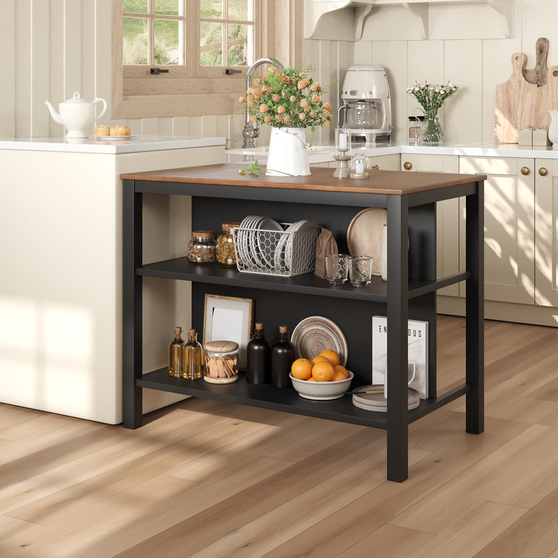 Latitude Run® Solid Wood Rustic Stationary Kitchen Island | Wayfair