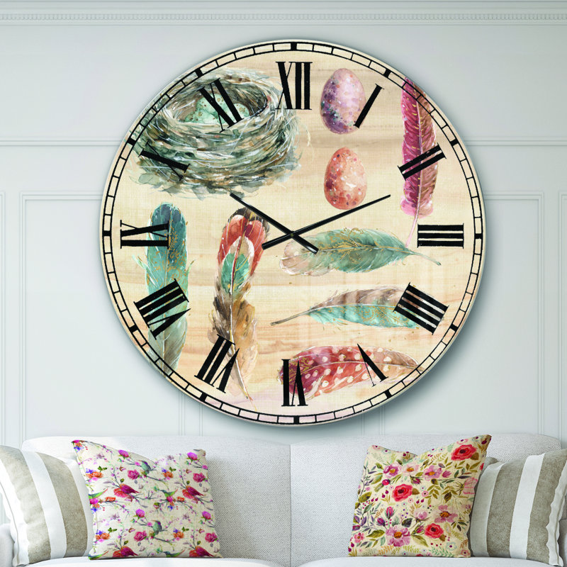 Swigart Feathers Cottage Family - horloge murale maison de campagne, Surdimensionné