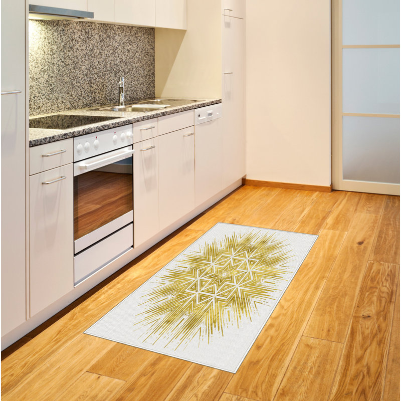 Tapis décoratif en fibres à haute densité Mandala, Rectangle 2 pi 7 po x 5 pi