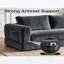 59 Inch Convertible Futon Sofa Bed with Deep Seat, Cloud Corduroy Foldable Mattress for Living Room, Dark Gray