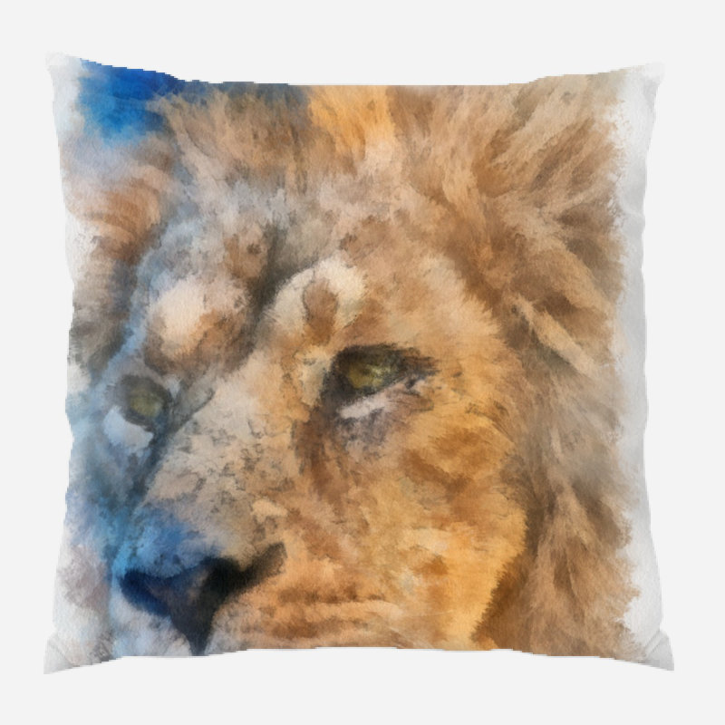 Coussin lion Riaan, Microsuède, Intérieur