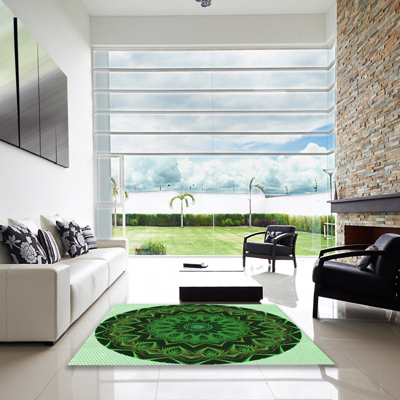 Tapis en chenille vert, Carré 7 pi