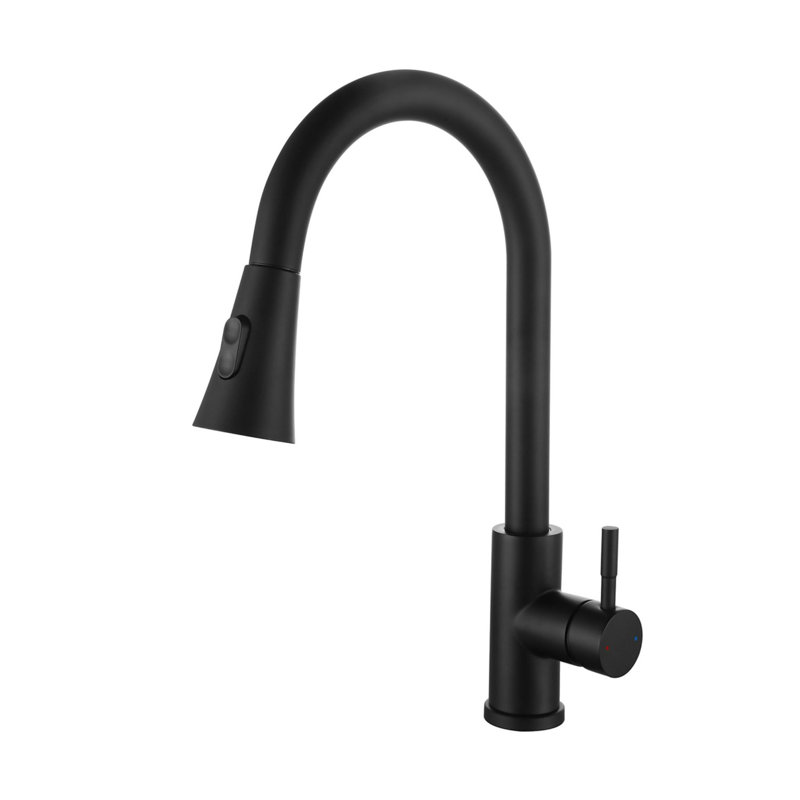 Single Handle Pull Down Sprayer Kitchen Faucet, Matte Black