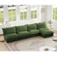 Canapé modulaire sans accoudoirs modulaire à 4 places avec repose-pieds amovible en chenille verte, canapé très profond en forme de nuage pour le salon