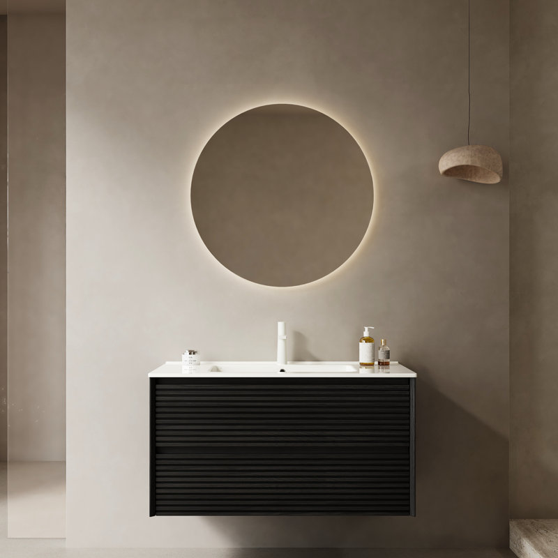 Meuble-lavabo 36 po en chêne foncé