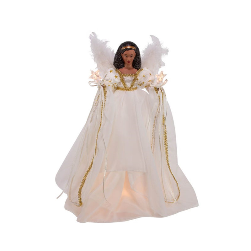 Kurt Adler UL 10-Light Black Angel Tree Topper