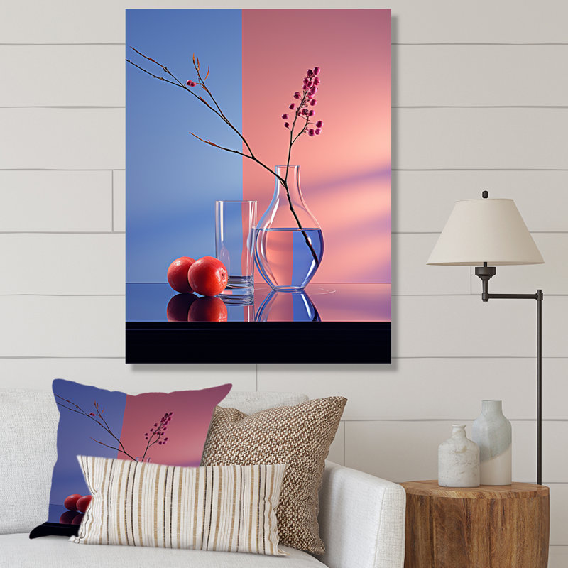 «Blue and Magenta Vase Still Life», reproduction d'art sur toile, Toile tendue, 32" H x 16" W