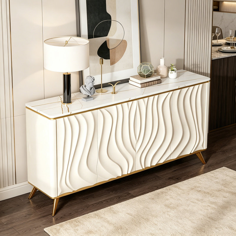Nordic style minimalist large-capacity sideboard, 35.43" H x 62.99" W x 15.75" D