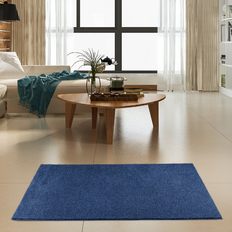 Modern Plush Pet and Kids Friendly Solid Color Royal Blue Area Rugs, Stain & Fade Resistance, Perfect for Living Room, Dining Room, Bedroom, Playroom and Kidsroom, Event, Wedding, Amberrae Binded Rug