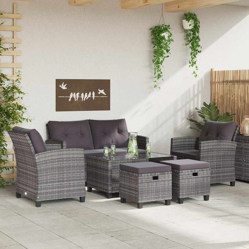 Chaise longue avec coussins 6 pièces Sarani, gris, gris