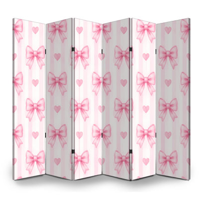 Cloison pliante 6 panneaux paravent ruban rose royal arc en toile pastel doux rayé séparateur de pièce cloison de protection autoportante cloison d'intimité