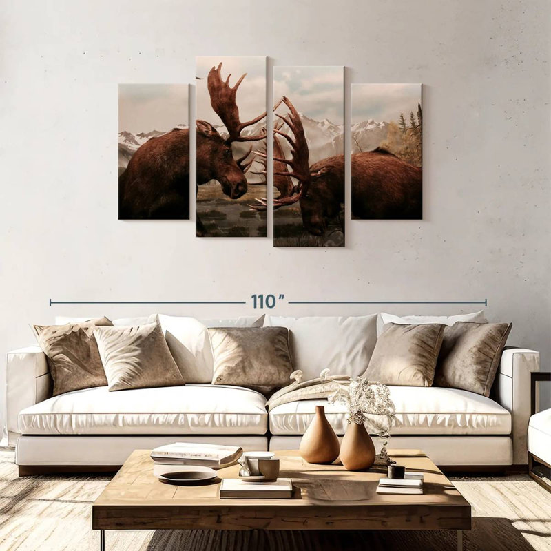 Brampt Moose Battle, 48"H x 75"W