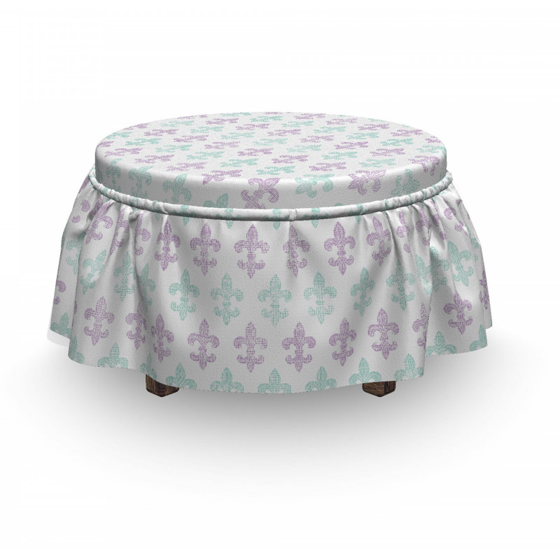 Ensemble de housse pour à coussin de boîte 2 pièces fleur de lis grunge repose-pieds