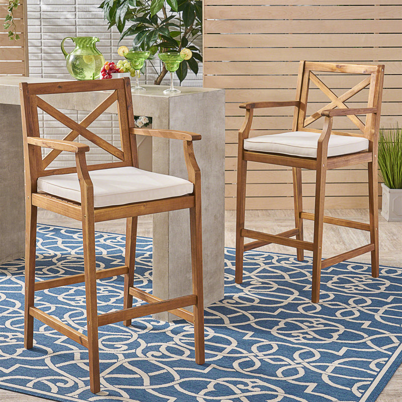 Tabouret Perla, Siège beige / structure brune