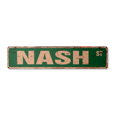 Nash Street Sign Heavy Duty Plastic 4" X 18"
