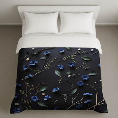 Housse de couette florale bleue