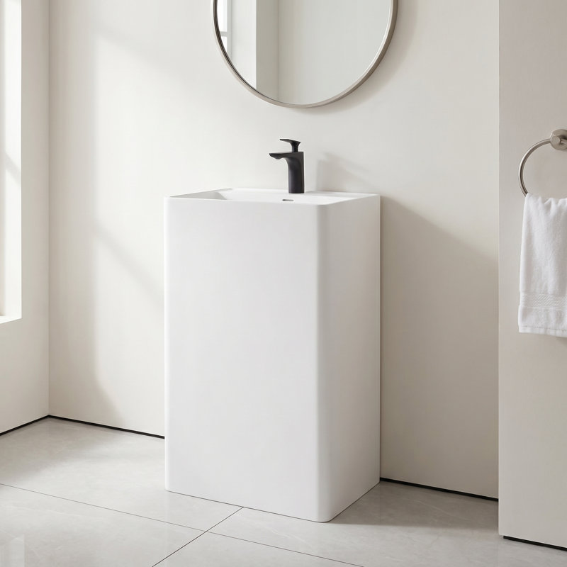 Lavabo de salle de bain rectangulaire à surface solide avec trop-plein 35 po. Pensen