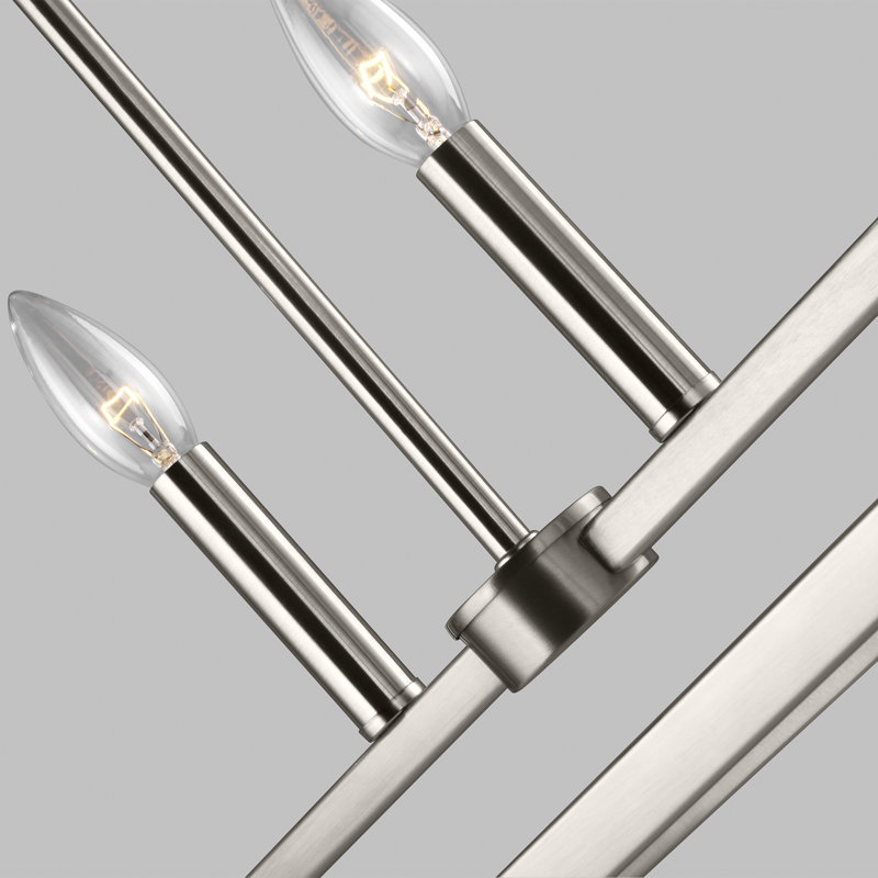 Luminaire suspendu linéaire à 6 lumières pour îlot de cuisine Agawam, Nickel brossé, Non