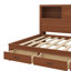 Lit de jour double en bois avec trois tiroirs et une tablette-710945022