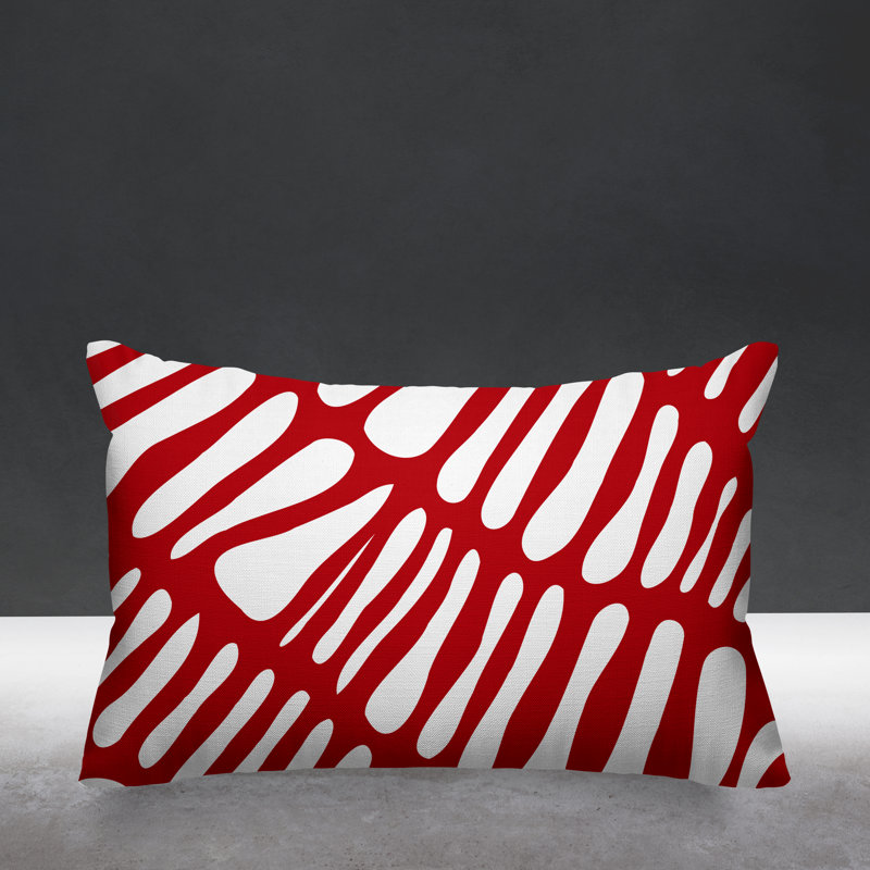 Housse de coussin rectangulaire pour l'extérieur Tribal, Rouge