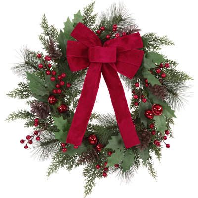Couronne de porte de Noël Bow Red Berry