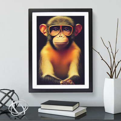 Monkey In Glasses No.1 - Framed Print