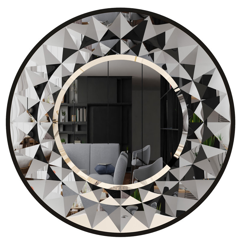 Ahnalee Engineered Wood Flat Wall Mirror, 65cm H x 65cm W, Black
