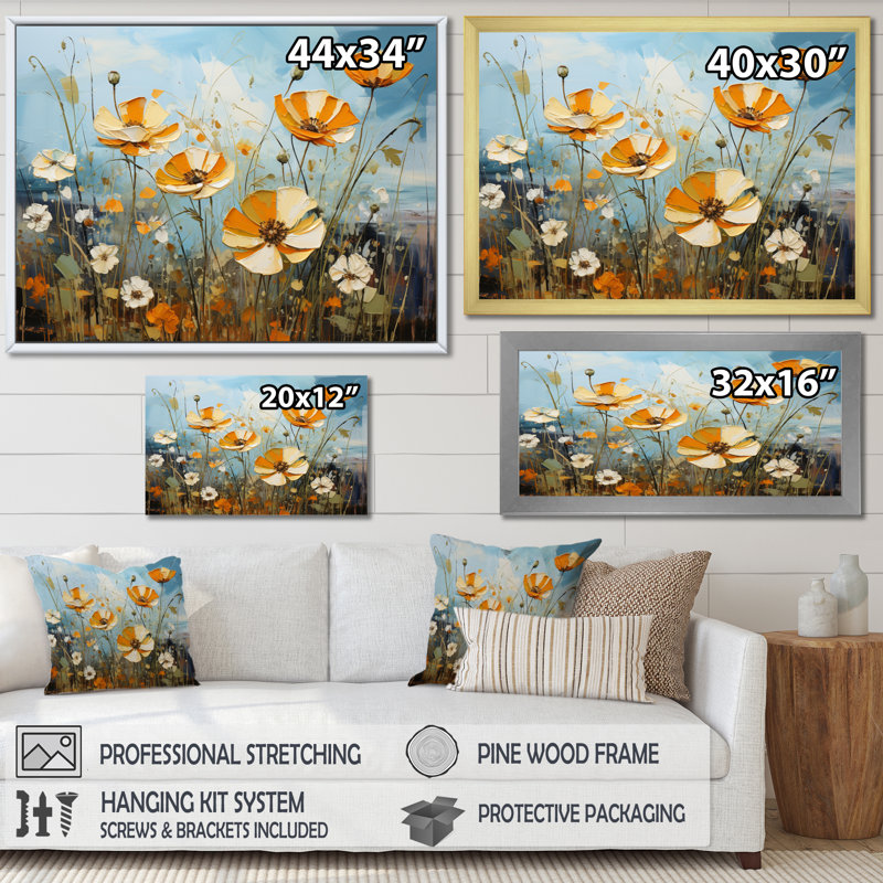 «Marga Yellow Buttercups Pastel Glow Patchwork II», reproduction, Cadre simple argenté, H 24 po x l 32 po x P 1 po