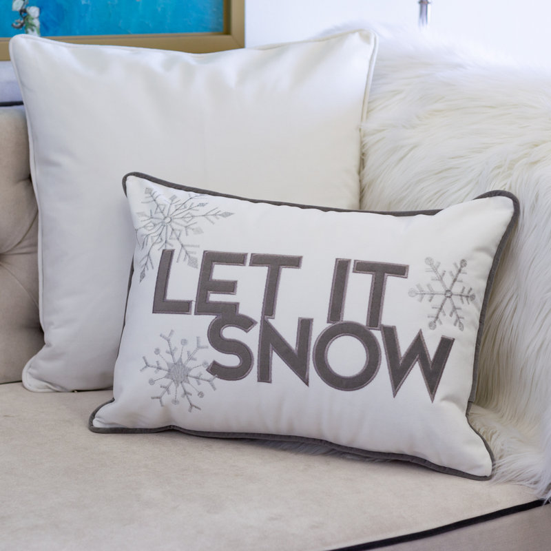 Coussin en velours Nneka Let It Snow, Blanc