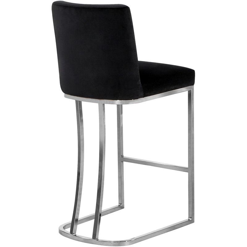 Heidi 26" Counter Stool, Black Velvet, Chrome