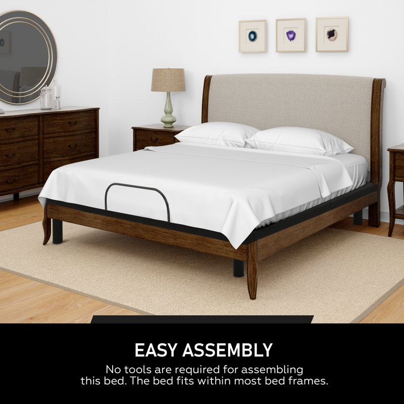 Murrieta 15" Adjustable Bed Frame with Memory Foam Mattress, Foot Retainer Bar, Full