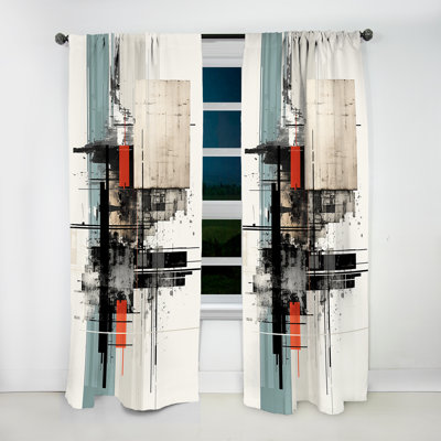 Basdeo - Collages Curtain - Room Darkening Abstract Curtain - 1 Panels