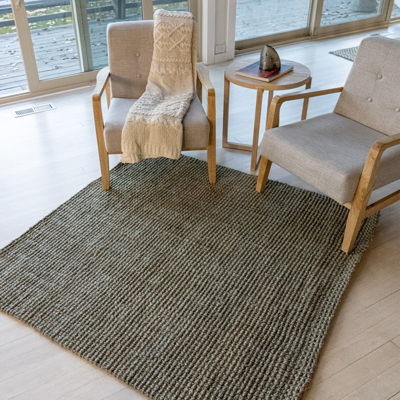 Pata Hand Woven Chunky Jute Gray Rug, Square 6'