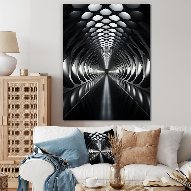 «Grey Tunnel Futuristic Elegance Sleek II», reproduction sur toile, H 32 po x l 16 po, Toile tendue