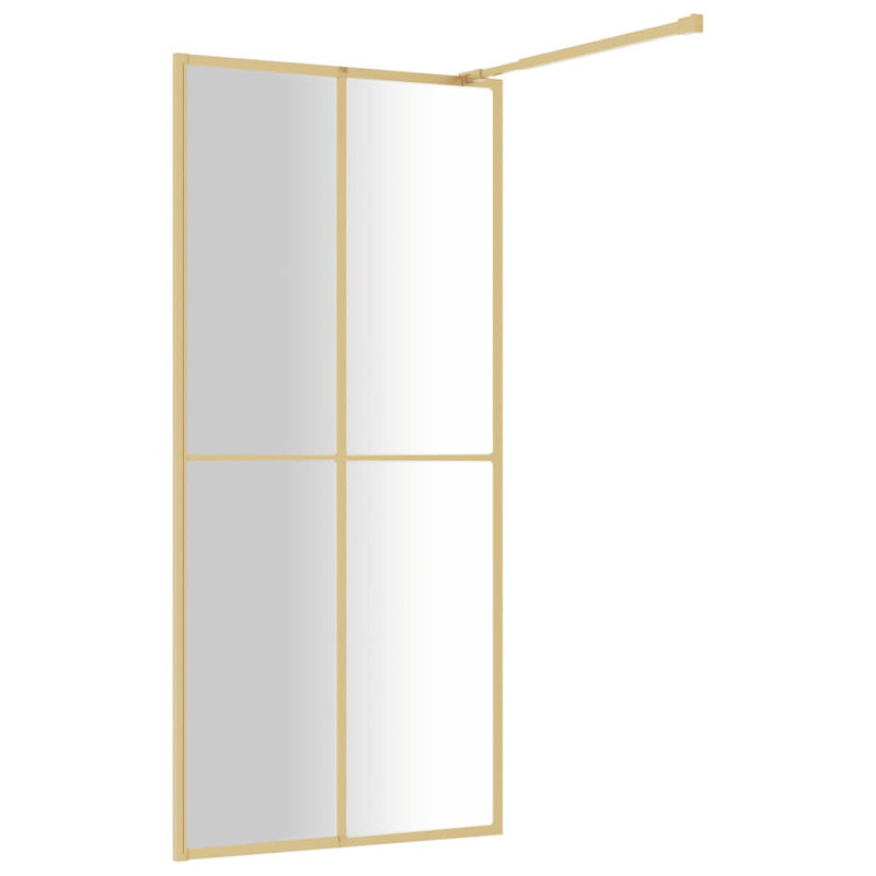 Winchcombe 195mm H Framed Walk In Glass Screens with Glass, Gold, 90cm W