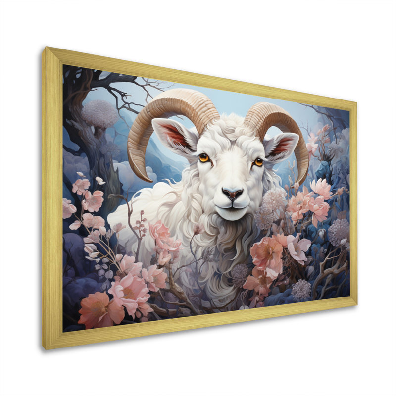 Blanc, mouton blanc, paysages de rêve éthérés, H 12 po x l 20 po x P 1 po, Cadre doré à une seule photo